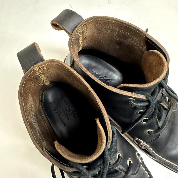 EUC Rancourt & Co x Club Monaco 5-Eyelet Mid Ranger Moc Boot Black Made in USA 7